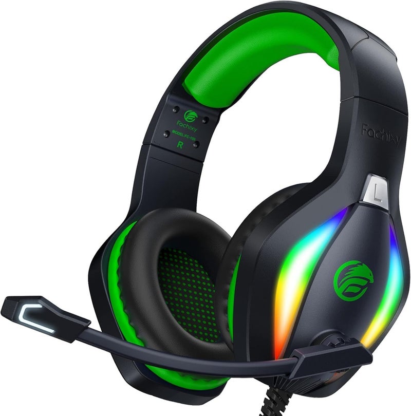 Fachixy FC100 Gaming Headset with Microphone for PS4, PS5, Switch, Xbox, PC, Mac, Gamer Headset with RGB Light, Computer Headphones with Mic - Image 1